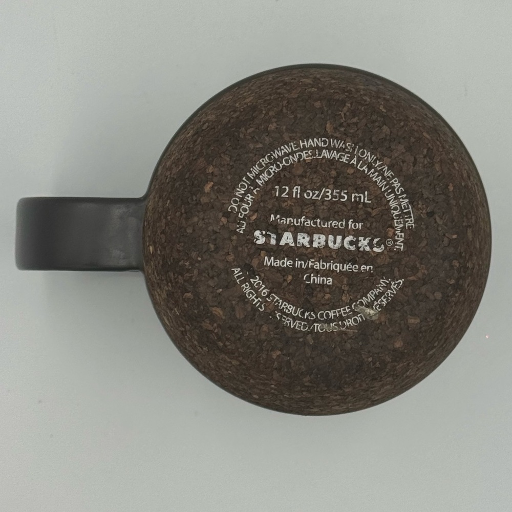 STARBUCKS 2016 Cork Bottom Mug Coffee Mug Gray Ceramic 12 oz - Picture 5 of 8